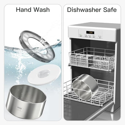 1Gallon No Spill Water Bowl for Dogs, Double-Wall Stainless Steel with Splash-Proof Paws Lid and Floating Disk, Non-Slip Base, Easy to Clean Slow Water Feeder for Large Medium Dogs