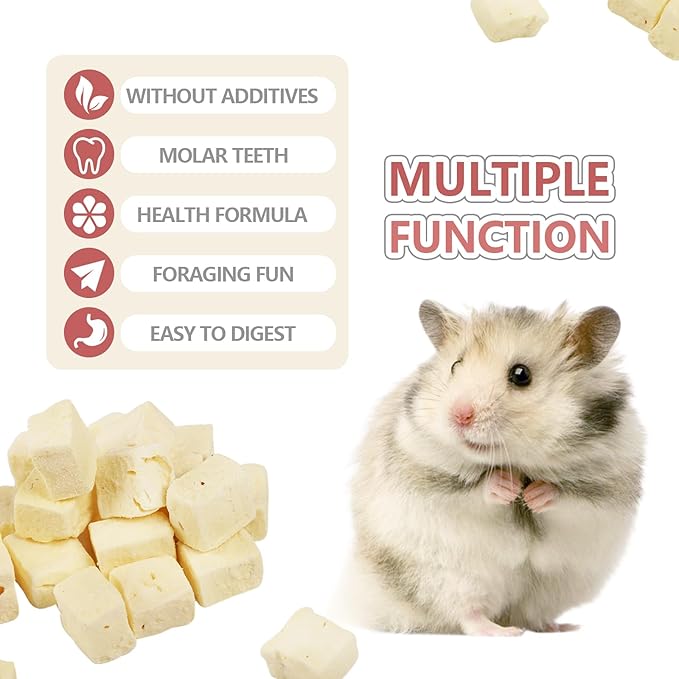 Abizoo Freeze Dried Tofu for Hamsters High Protein Low Fat & Balanced Minerals Grain Free Single Ingredient Natural Treats Enrichment Snacks for Rabbits, Guinea Pigs & Small Pets