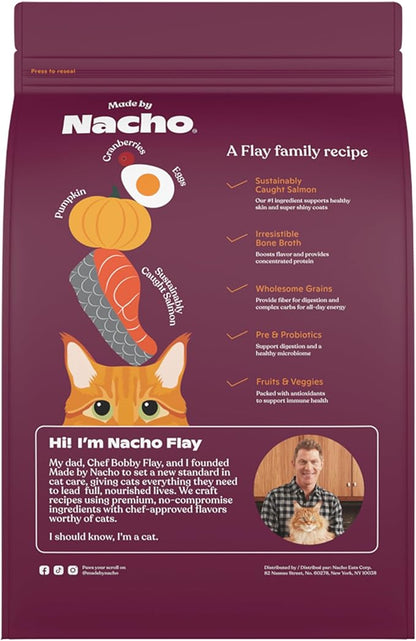Made by Nacho Dry Cat Kibble 11lb Bag, High Protein and Grain-Friendly Premium Cat Food, Sustainably Caught Salmon and Pumpkin, Infused with Bone Broth for Hydration, Limited Ingredients, Single Bag