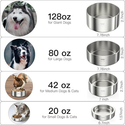 42oz Double Layer 304 Stainless Steel Dog Bowl - Insulated & Durable | Non-Slip Base | Easy to Clean | BPA-Free Safe Dog Food and Water Bowl