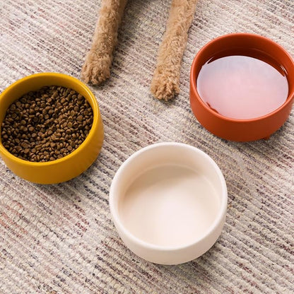 Waggo Uplift Ceramic Dog Bowl for Small Medium and Large Breeds - Heavyweight and Durable Pet Food and Water Dish Crock, Dishwasher Safe, Modern, Elevated Feeder (Olive, Small)