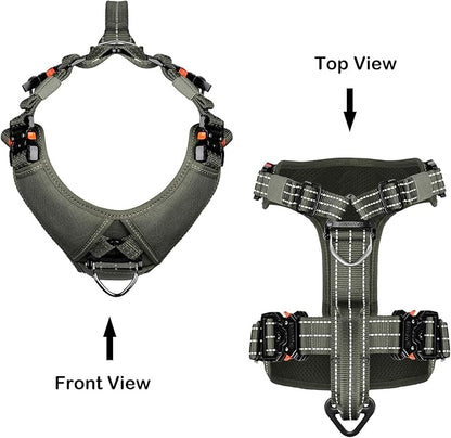 ICEFANG Dog Strap Harness with 4 x Metal Buckles,for Large Sized Dog,K9 Vest,Y-Shape Chest,Adjustable Pet Harness,No-Pull Front Leash Clip (Large (Pack of 1), Green)