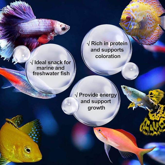 Amzey Blood Worms 0.35oz -100% Natural Freeze Dried Blood Worms - Aquarium Fish Food - High Protein Food for Betta Fish, Food for Goldfish, Cichlid, Guppy, Discus, Turtle