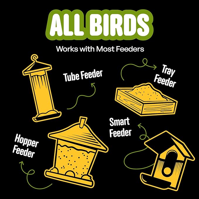 All Birds Wild Bird Seed – 10 lb. Classic Blend with Black Oil Sunflower, White Millet, Safflower, Peanuts & Sunflower Hearts – Balanced Bird Food for Outside Feeders