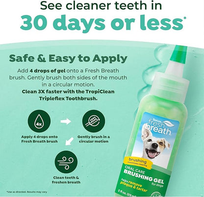 TropiClean Oral Care Brushing Gel for Dogs & Cats| Dog Toothpaste | Pet Dental Gel | Dog Teeth Cleaning Use with Pet Toothbrush | 2 oz