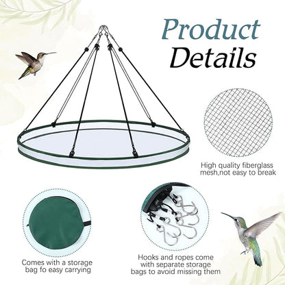 Universal Wild Bird Seed Catcher Hanging Hoop Platform Bird Seed Catcher Tray for Hummingbird Feeders Bee Feeder Outdoor Garden Accessories(2 Pieces,30 Inch)