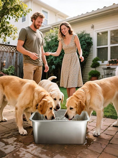 4 Gallons Extra Large Dog Bowls - High Capacity Food Grade Stainless Steel Dog Water and Food Bowl No Spilling, Durable for X-Large Multiple Large Breed Dogs Indoor Outdoor