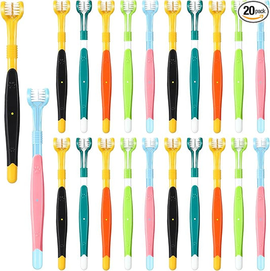 Vesici 20 Pcs 7 Inch Dog Toothbrush 3 Sided Pet Teeth Cleaning Brush Dental Care Suitable for Dog Most Pets Cat Puppy Kitten Different Teeth and Mouth Shapes Cleaning