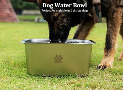 1.2 Gallons 20 Cup Non Slip Stainless Steel Large Dog Water Bowls, Outdoor Metal Dog Bowls Large Breed, High Capacity Water Bowl for Big Giant Huge Dogs, Silver