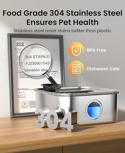 oneisall Dog Water Fountain for Large Dogs, 10L/2.6Gal Dog Fountain Water Bowl with Multi-Filtration & Deeper Drinking Aera, Large pet Water Fountain with Water Window & LED, Ultra-Quiet