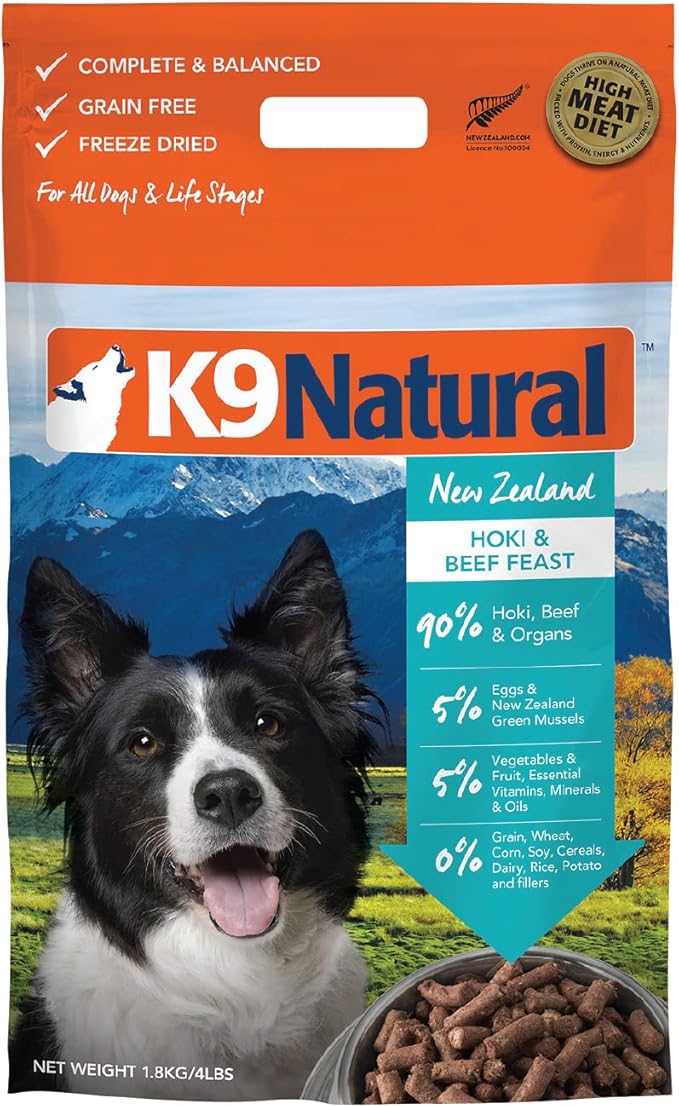 K9 Natural - Grain Free Freeze Dried Dog Food - Hoki & Beef, 4lb