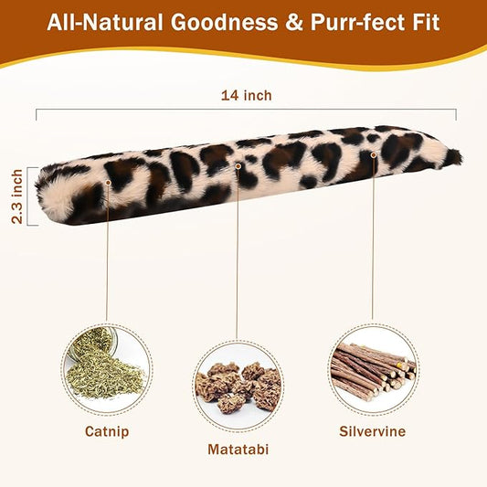 3Pcs Leopard Print Cat Kicker Toy with Organic Catnip - Durable Chew Pillow for Indoor Cats, Plush Catnip Toys for Play & Calming, Soft Cat Bed Stuffing (Leopard)