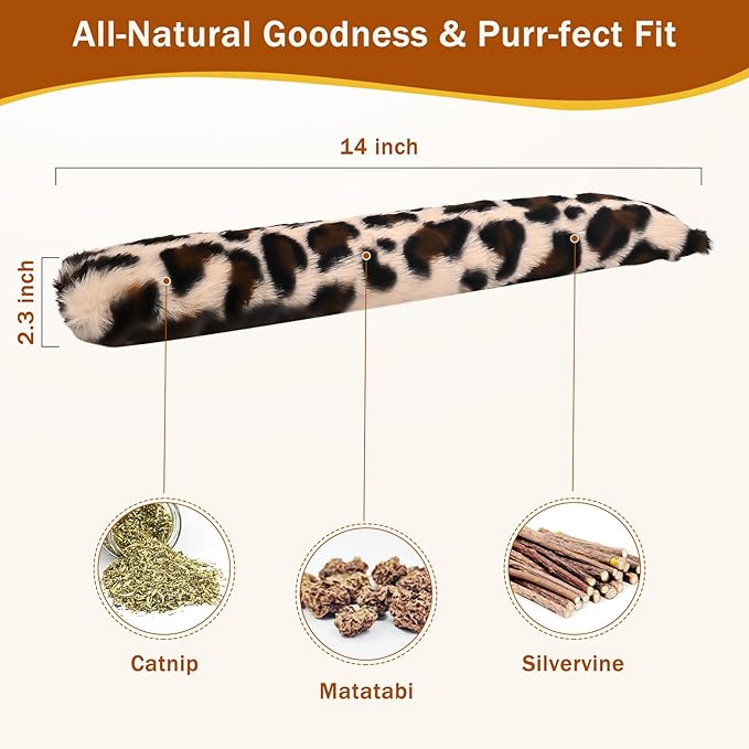 3Pcs Leopard Print Cat Kicker Toy with Organic Catnip - Durable Chew Pillow for Indoor Cats, Plush Catnip Toys for Play & Calming, Soft Cat Bed Stuffing (Solid Color)