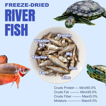 Amzey 2.3 oz Dried River Fish - Natural Food for Turtles, Terrapins, Reptiles and Large Tropical Fish