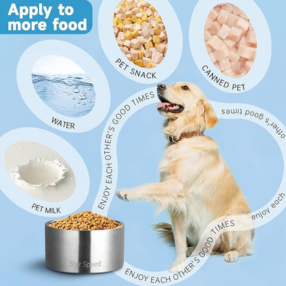 200oz Stainless Steel Dog Bowl - Extra Large Water Bowl With Rubber Bottom, Drop Resistant, Durable, Keeps Cold - Fits Different Size Big Food Bowls (Silver)