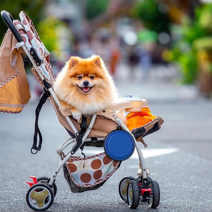 6 Pack Collapsible Dog Bowl Travel Portable Pet Bowls [12oz],Expandable Foldable Food Water Feeding Dishes for Traveling Hiking Walking,with Carabiners