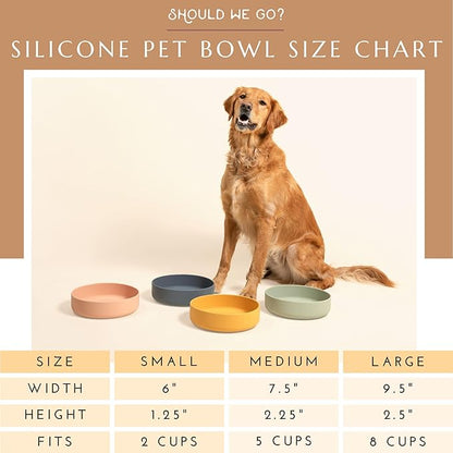 The Perfect Dish No-Spill Dog Water Bowl, Less Mess Non-Tippable Water & Food Bowl, Pure Silicone with Suction Cup, Fits 5 Cups 7.5" Across x 2.25" Tall, Ideal for All Pets, Medium-Sand