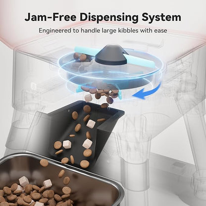 14L Automatic Dog Feeder for Large Breed – Extra Large Capacity, Anti-Blockage, Timed Auto Dog Food Dispenser, Dual Power Supply, Stainless Steel Bowl