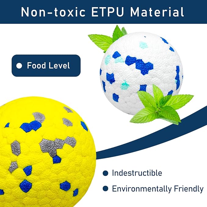 6 Pcs Dog Balls Tennis Ball for Aggressive Chewers Indestructible Dog Teething Chew Toys for Large Medium Small and Puppies, More Biting-Proof Atom.