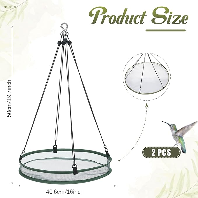 Universal Wild Bird Seed Catcher Hanging Hoop Platform Bird Seed Catcher Tray for Hummingbird Feeders Bee Feeder Outdoor Garden Accessories(2 Pieces,16 Inch)