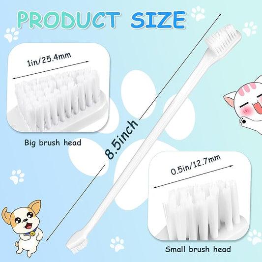 Honeydak Dog Toothbrush Bulk Dual Headed Dental Brushes Dogs Tooth Brushing Kit Long Handle Pet Tooth Brush for Puppy Large Small Cats and Most Pets Teeth Cleaning Dental Supplies(70 Pcs,White)