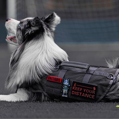 OneTigris Tactical Dog Harness for Medium Dogs No Pull Breathable Military Dog Molle Vests with Handles, Service Dogs Vest Harness for Walking Hiking Training
