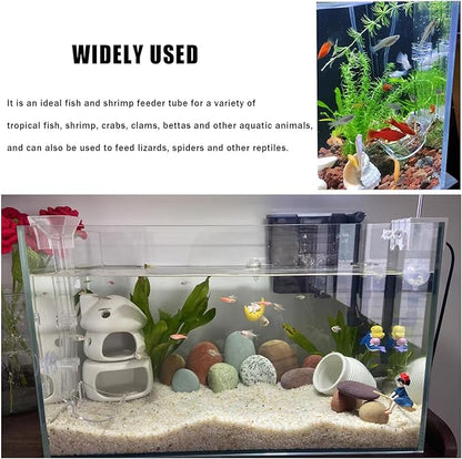 Aquarium Fish Shrimp Feeding Dish Set, Transparent Shrimp Feeding Tube, Fish Tank Feeding Supplies with Feeding Ring Cleaning Brush