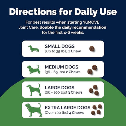 Yumove Hip & Joint Supplement for Dogs with Glucosamine, Hyaluronic Acid, Green Lipped Mussel & Omega 3 Joint Supplement - Regular or Advanced Strength (180ct, Advanced Vet Strength Soft Chews)