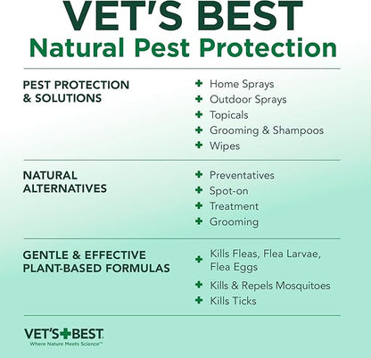 Vet’s Best Flea and Tick Home Spray – Plant-Based Flea and Tick Treatment for Dogs and Indoor Use – Natural Spray with Essential Oils for Flea Control in Home – 32 oz Bottles, 2 Pack