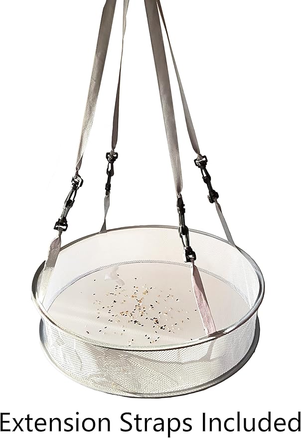 19" Seed/Shell Catcher for Bird Feeders Platform 19 x 19 x 4 inches Birdseed Hoop Outdoor Garden Hanging Tray (White)