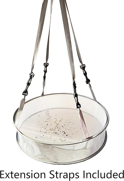 19" Seed/Shell Catcher for Bird Feeders Platform 19 x 19 x 4 inches Birdseed Hoop Outdoor Garden Hanging Tray (White)