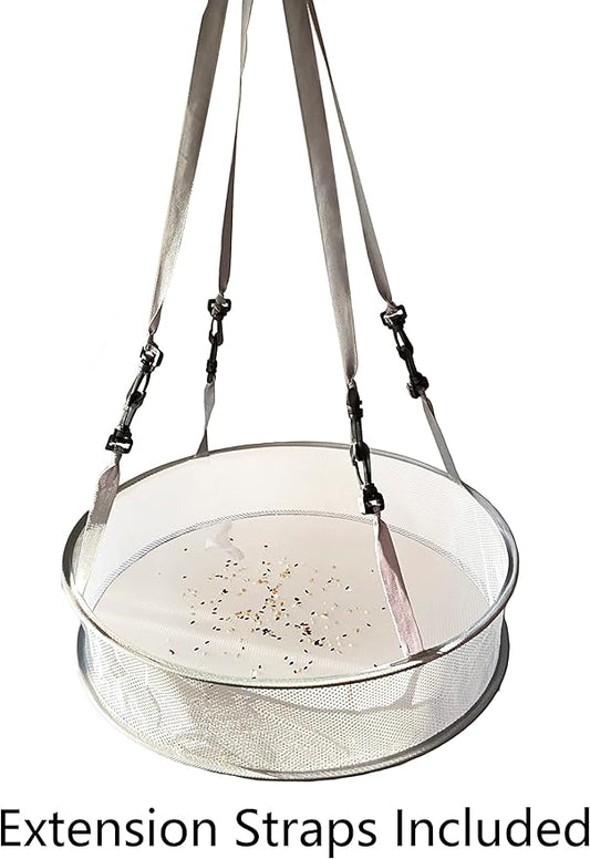 19" Seed/Shell Catcher for Bird Feeders Platform 19 x 19 x 4 inches Birdseed Hoop Outdoor Garden Hanging Tray (White)