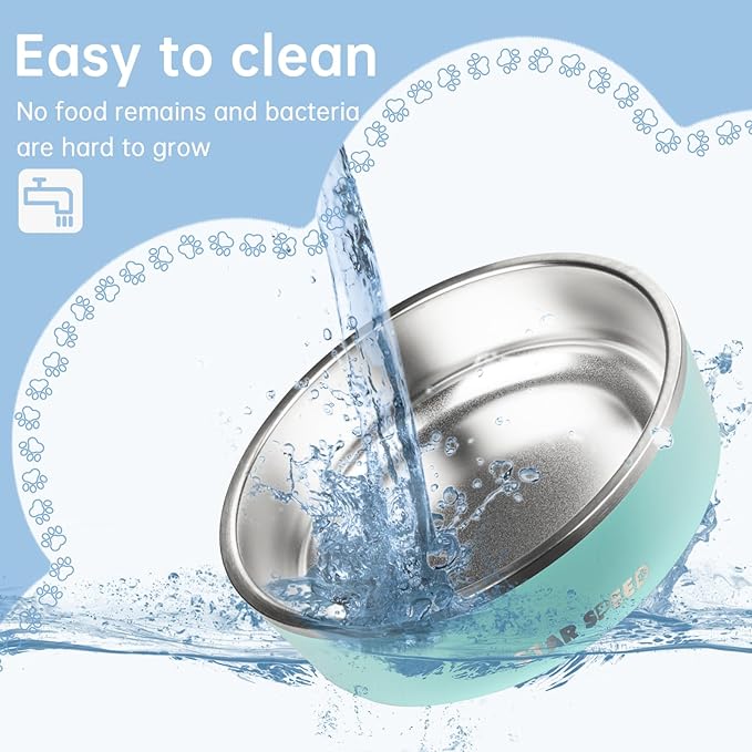 StarSpeed 24oz Stainless Steel Dog Bowls with Rubber Bottom Non-Slip Double Wall Metal Outdoor Dog Food and Water Bowls Weighted Insulated Pet Feeding Bowl for Small,Medium Sized Dogs or Cats