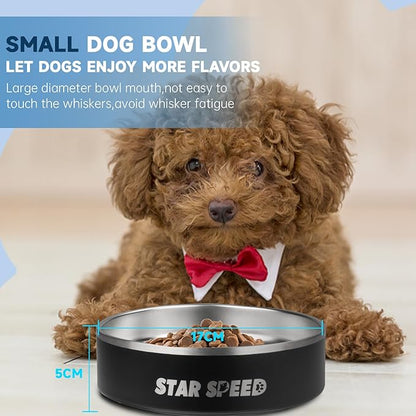 StarSpeed 24oz Stainless Steel Dog Bowls with Rubber Bottom Non-Slip Double Wall Metal Outdoor Dog Food and Water Bowls Weighted Insulated Pet Feeding Bowl for Small,Medium Sized Dogs or Cats