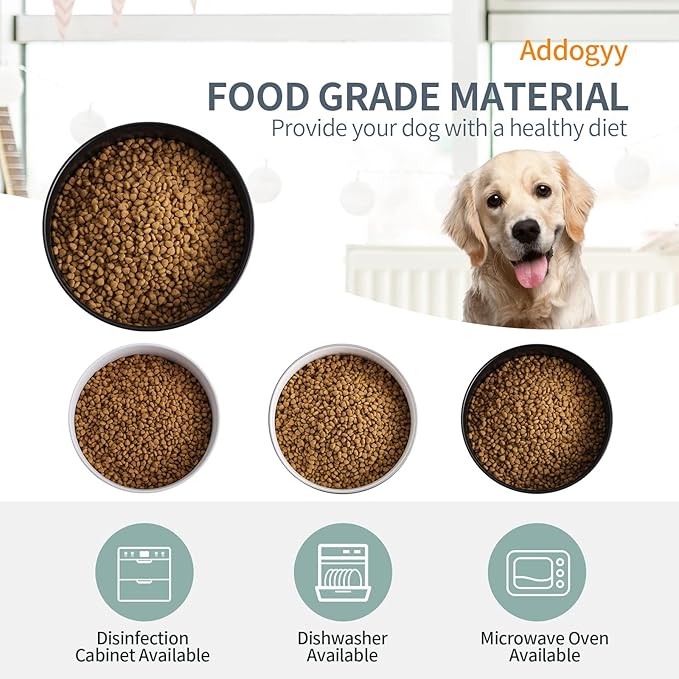 White Dog Bowl Ceramic for Medium Large Breed, Heavy Weighted Dog Food Water Feeder Dish, Non - Slip Modern Cute Extra Big Porcelain 8 in Pet Bowl Maze