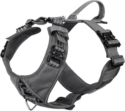 ICEFANG Dog Strap Harness with 4 x Metal Buckles,for Medium Sized Dog,K9 Vest,Y-Shape Chest,Adjustable Pet Harness,No-Pull Front Leash Clip (Medium (Pack of 1), Grey)