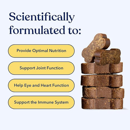 Honest Paws (90 Count) Dog Multivitamin Soft Chews with 10 Essential Vitamins - Joint, Coat, Immune, Eye & Heart Support - with Glucosamine, Chondroitin & Omega-3 - Beef Flavor