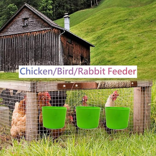 10Pcs Chicken Water Cups Cage Cup Bird Cage Feeder 8 oz Chicken Feeders Water Bowl Hanging for Cage Plastic Birds Feeders Hanging Food and Water Coop Cups for Treats Grit(Green)