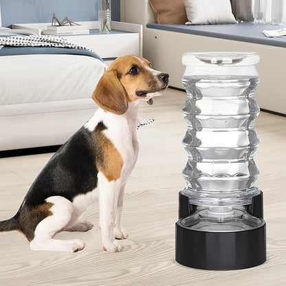 RIZZARI Dog Food Water Dispenser: 7L Automatic Black Large Stainless Steel Waterer with Filter - Gravity Water Feeder - Healthy Hydration for Pets Indoors Outdoors