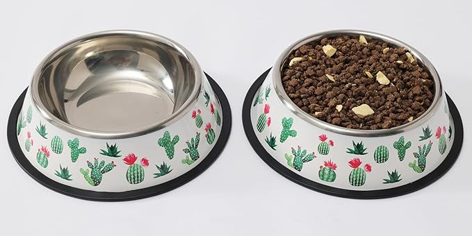 Stainless Steel Dog Bowls, Food and Water Non Slip Anti Skid Stackable Pet Puppy Dishes for Small, Medium and Large Dogs (2 Pack)
