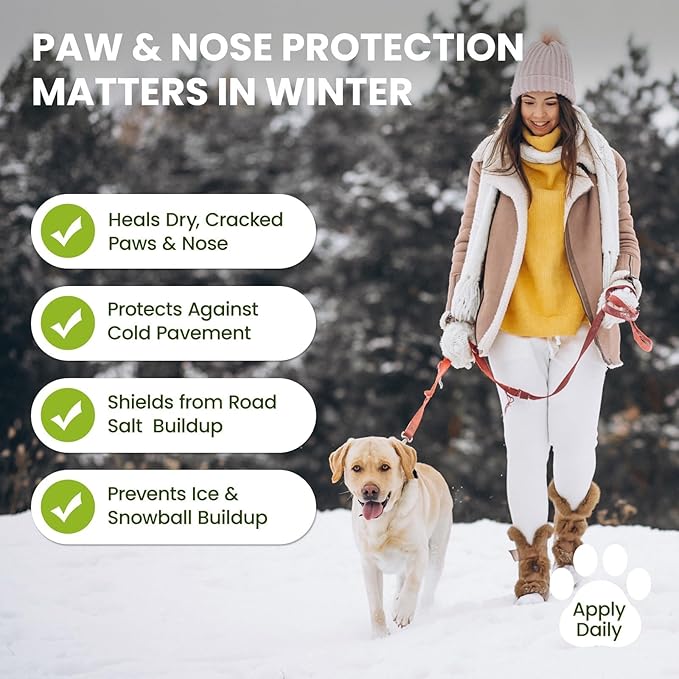 Lick-Safe Dog Paw & Nose Balm with Coconut Oil | All-Natural Moisturizer & Soother for Dry, Cracked Pads & Snout| Cat Wax & Cream, Nose Butter for frenchies| Horse Hoof Care (60 g /2.1 oz)