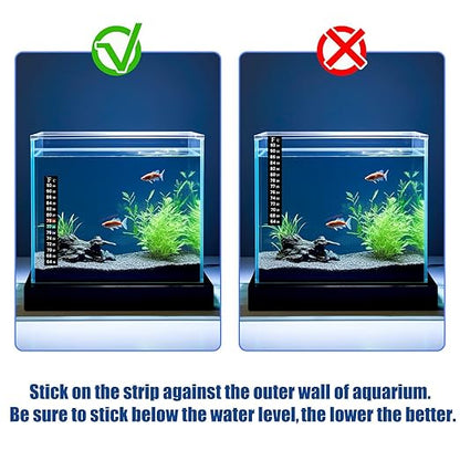 AQUANEAT 6 PCS Aquarium Thermometer Strips, Fish Tank Thermometer Sticker, Terrarium Water Temperature Test (5.13" x 0.71")