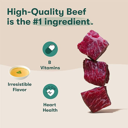 Jinx Beef Grain Free Wet Dog Food Pouches, Meal or Dog Food Topper Mix-in, Made with Real Beef & Chicken, Bone Broth & Brown Rice, No Fillers, Puppy, Adult, Senior, 9oz, 6 Pack