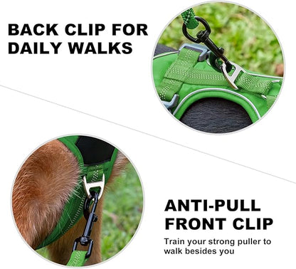 Plutus Pet No Pull Dog Harness, Release at Neck, Soft Padded, Reflective Adjustable Dog Vest Harness for Small, Medium, Large Dogs(Green, XL)