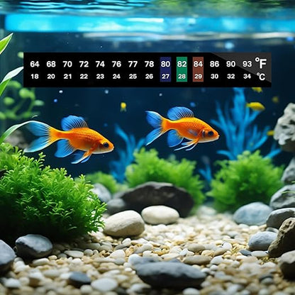 AQUANEAT 6 PCS Aquarium Thermometer Strips, Fish Tank Thermometer Sticker, Terrarium Water Temperature Test (0.71" x 5.13")
