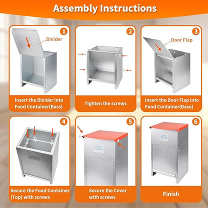 Dog Feeder - Galvanized Metal Pet Food Station for Indoor & Outdoor Use - Automatic Gravity-Fed Dispenser Suitable for Small, Medium, and Large Dog Breeds - Capacity: 50 Pounds of Dry Kibble