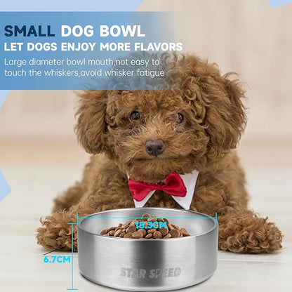 StarSpeed 42oz Stainless Steel Dog Bowls with Rubber Bottom Non-Slip Double Wall Metal Outdoor Dog Food and Water Bowls Weighted Insulated Pet Feeding Bowl for Small,Medium Sized Dogs or Cats