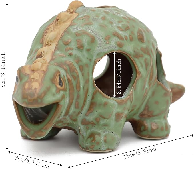 Aquarium Ceramic Decorations Hideout, Cut Ceramic Dinosaurs Cave Rock for Cichlids, Betta Tank Decor