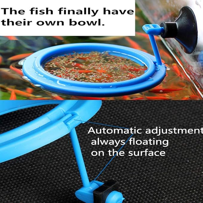 2 Pcs Fish Feeding Ring, Fish Safe Floating Food Feeder Circle Blue, with Suction Cup Easy to Install Aquarium, Square and Round Shape Fish Tank Towels - for Guppy, Betta, Goldfish, Etc. (Blue)¡­