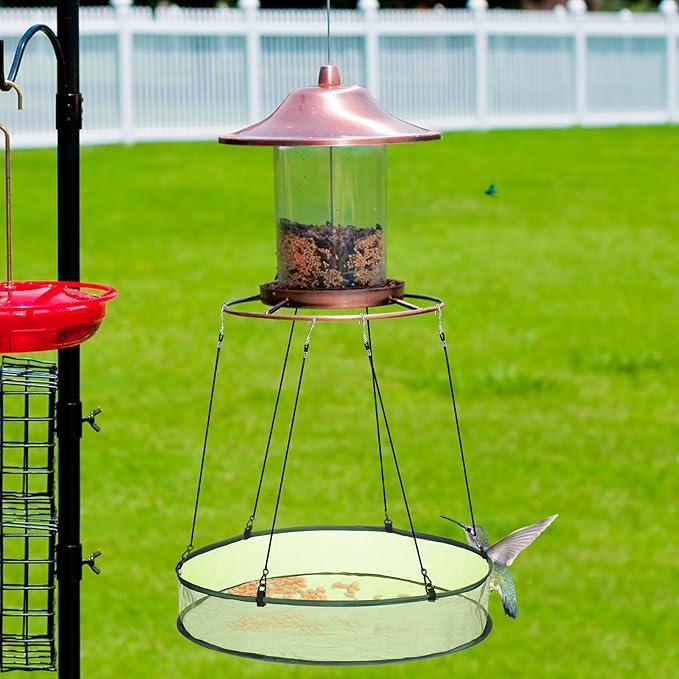Universal Wild Bird Seed Catcher Hanging Hoop Platform Bird Seed Catcher Tray for Hummingbird Feeders Bee Feeder Outdoor Garden Accessories(1 Pieces,24 Inch)